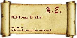 Miklósy Erika névjegykártya